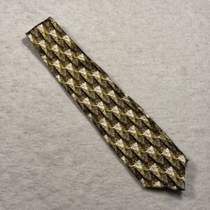 Inspire‎ Men's Silk Tie Green Gold Geometric Abstract Pattern Necktie